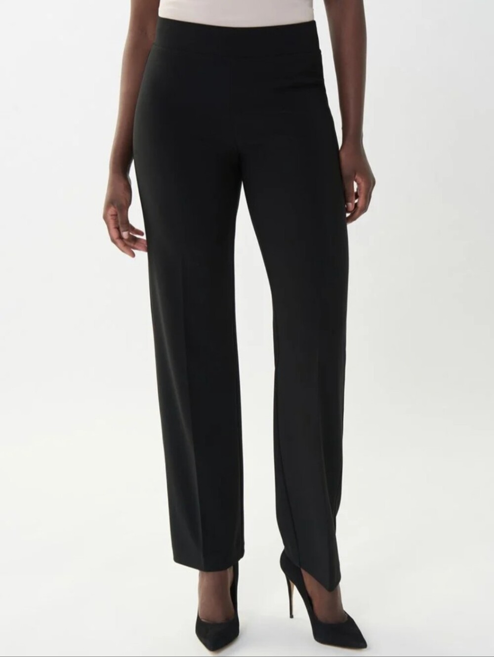 Joseph Ribkoff Classic Wide Leg Silky Knit Pull-On Black Dress Pants Size 14